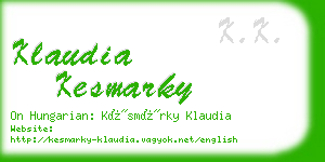 klaudia kesmarky business card